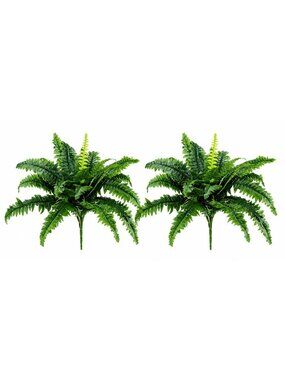Set of 2 Faux Boston Fern Bushes 21 Inch Artificial Fern Greenery Bushes Realist